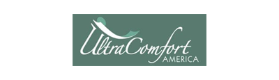 Ultra Comfort America logo with teal box and stylized script.