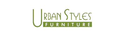 Urban Styles Furniture logo in light green font.