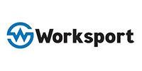 Worksport logo: blue and white emblem with the word 