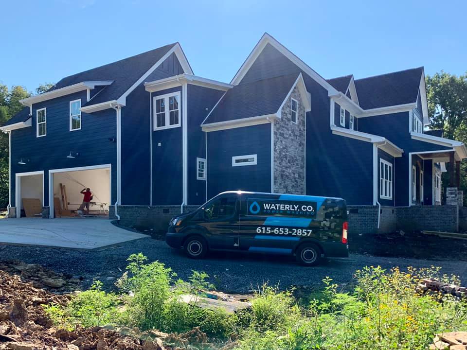 Company truck and house