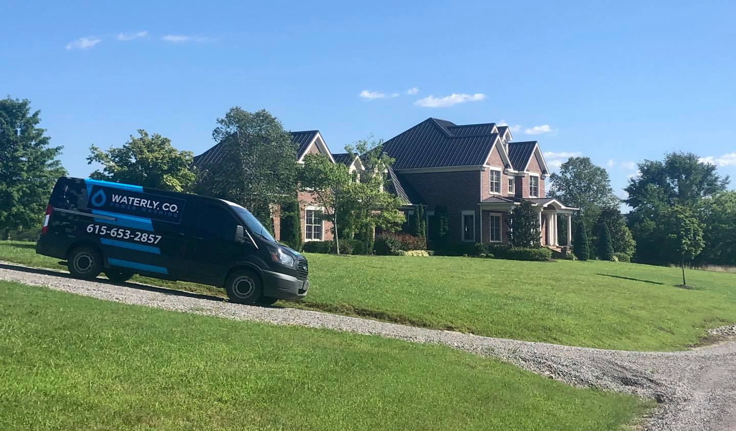 Company truck and house