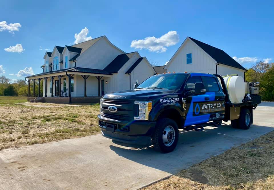 Company truck and house