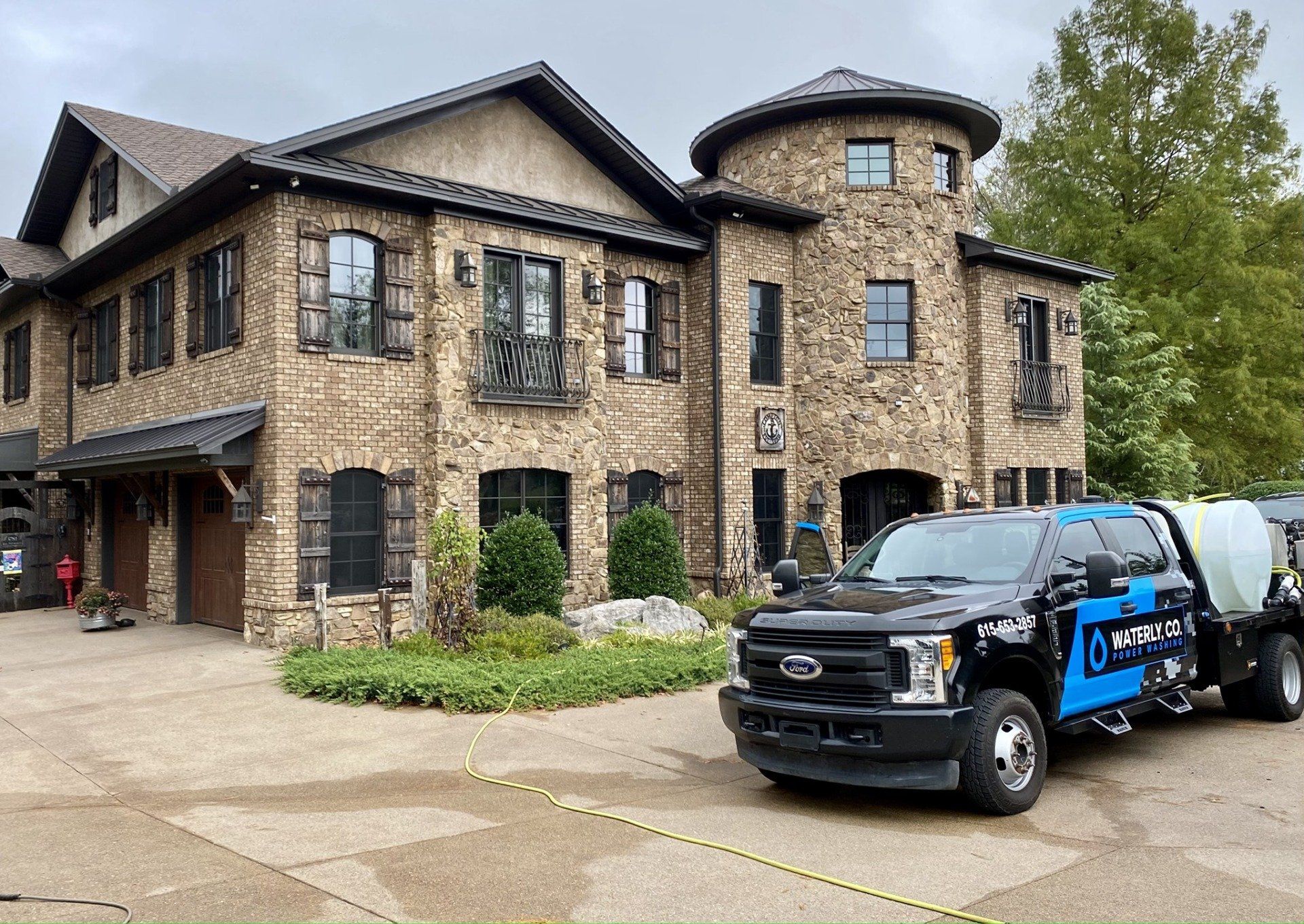 Company truck and house