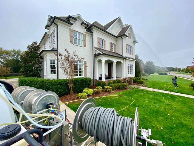 Company truck and house