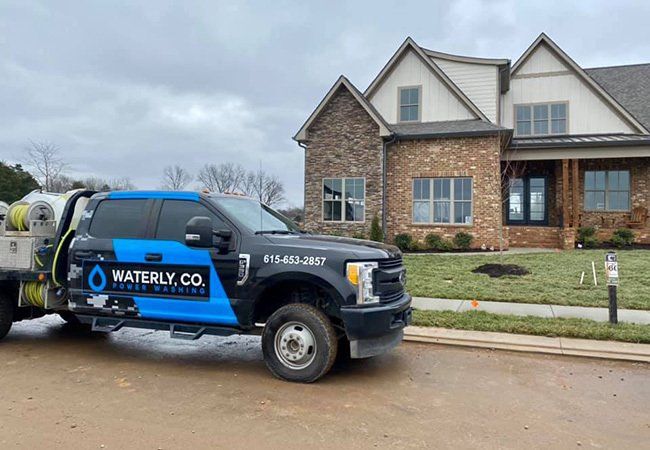 Company truck and house