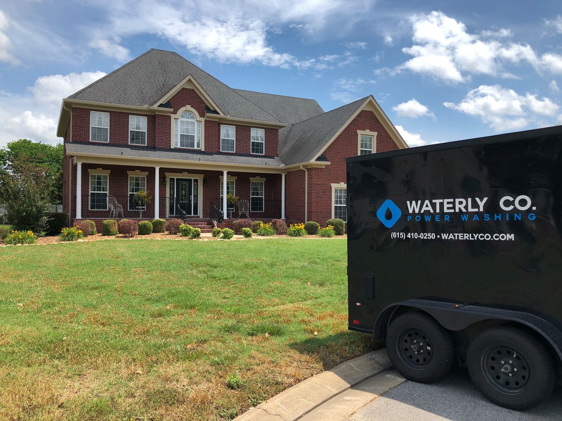 Company truck and house