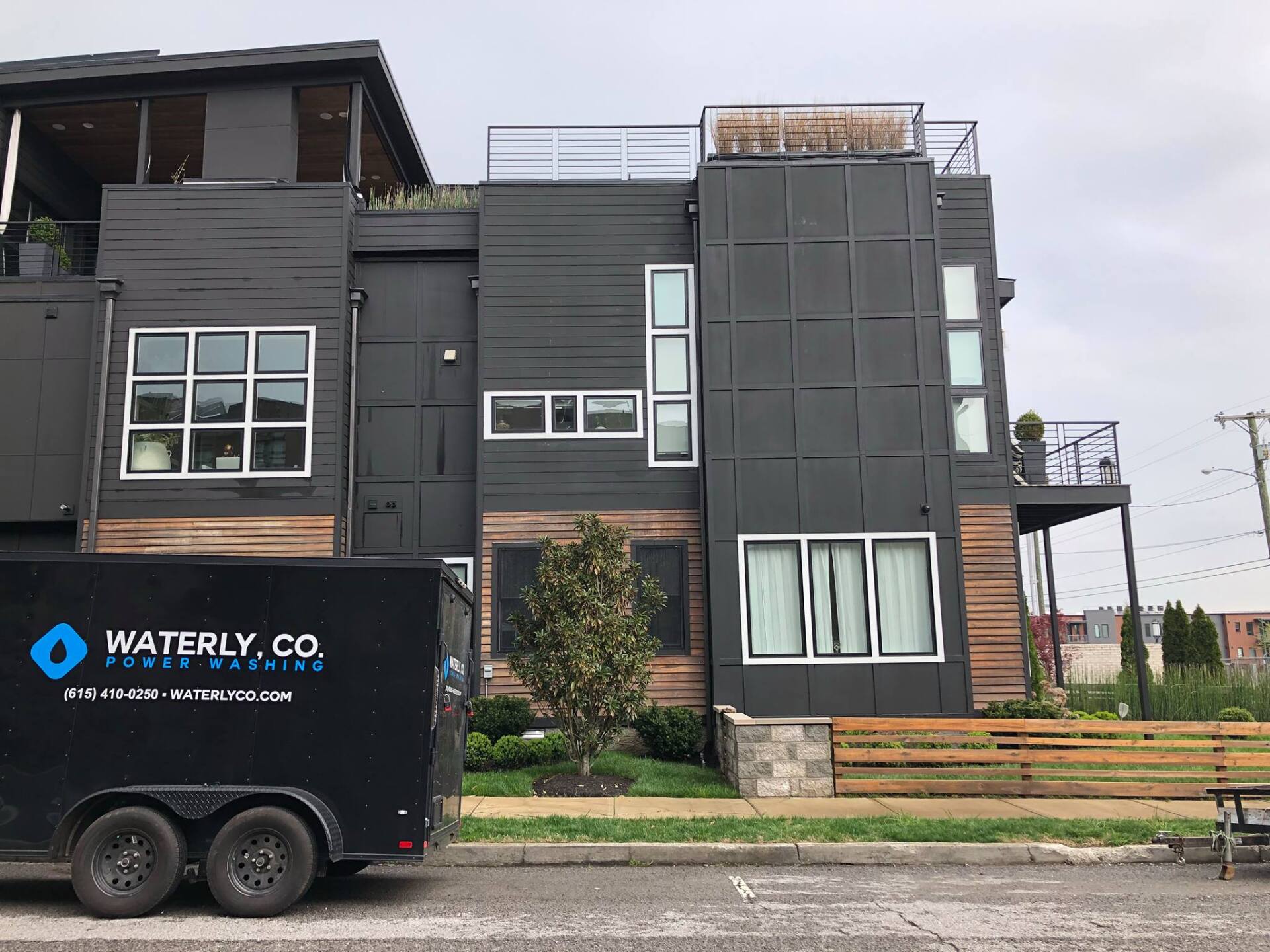 Company truck and house