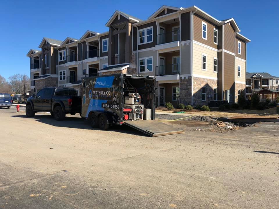 Company truck and house