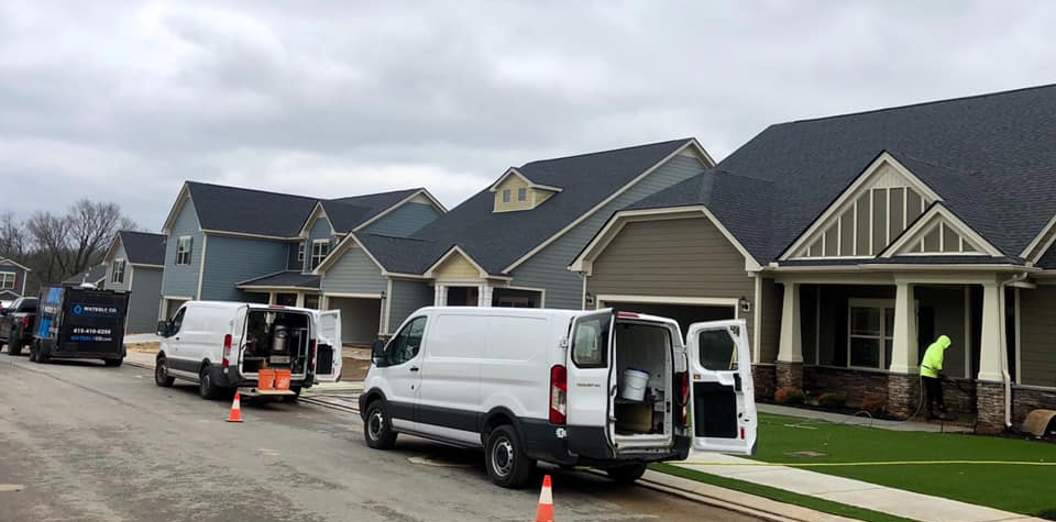 Company truck and house