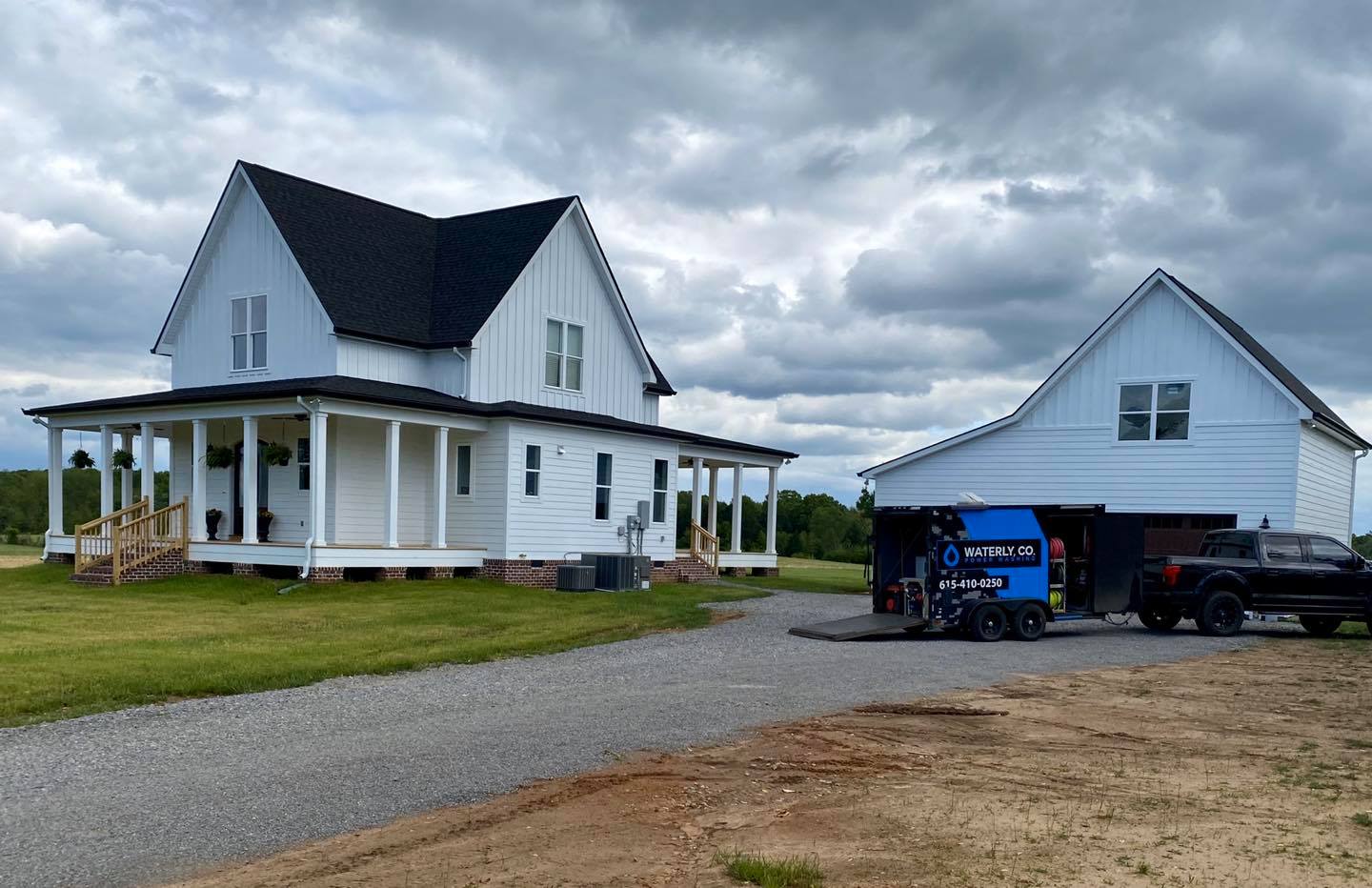 Company truck and house