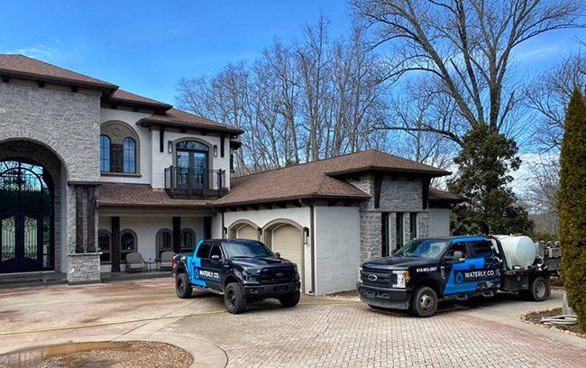 Company truck and house