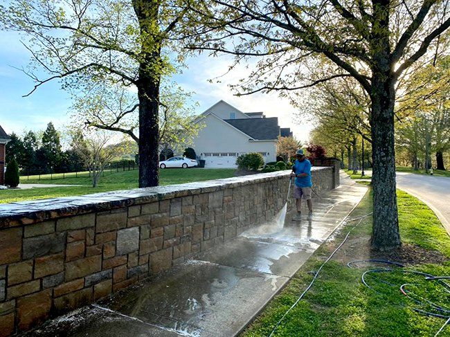 Walkway pressure washing