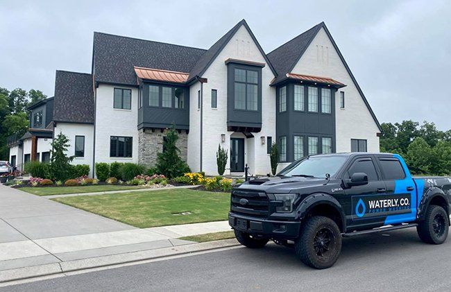 Modern house and company truck