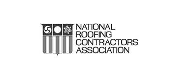 Logo of the National Roofing Contractors Association: shield with three symbols and text.