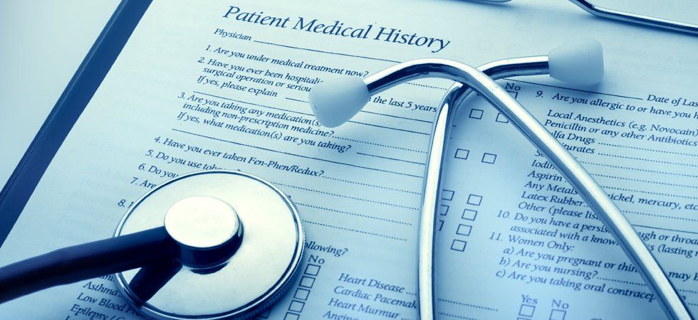 Patient form and stethoscope