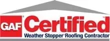 The logo for gaf certified weather stopper roofing contractor