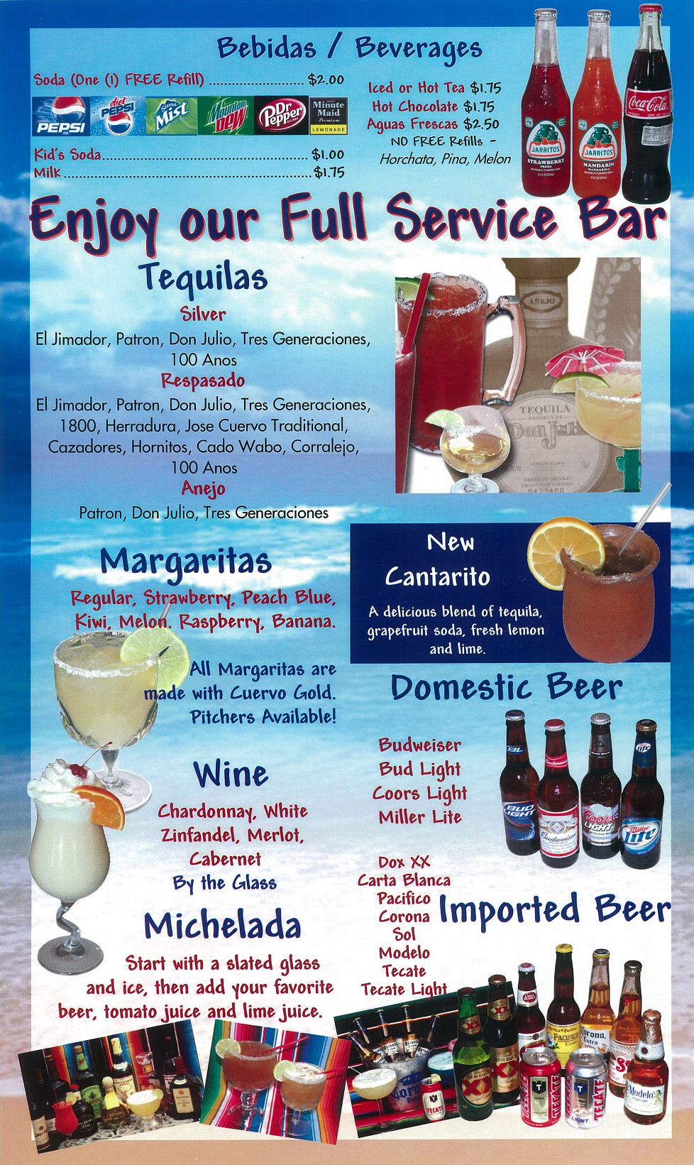 Bar menu