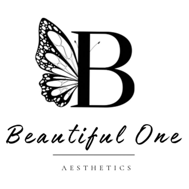 Black butterfly wing forming a letter B above “Beautiful One Aesthetics” logo
