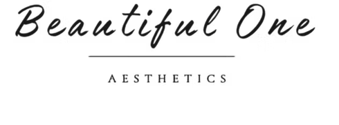Beautiful One Aesthetics logo in black script and serif text on a white background
