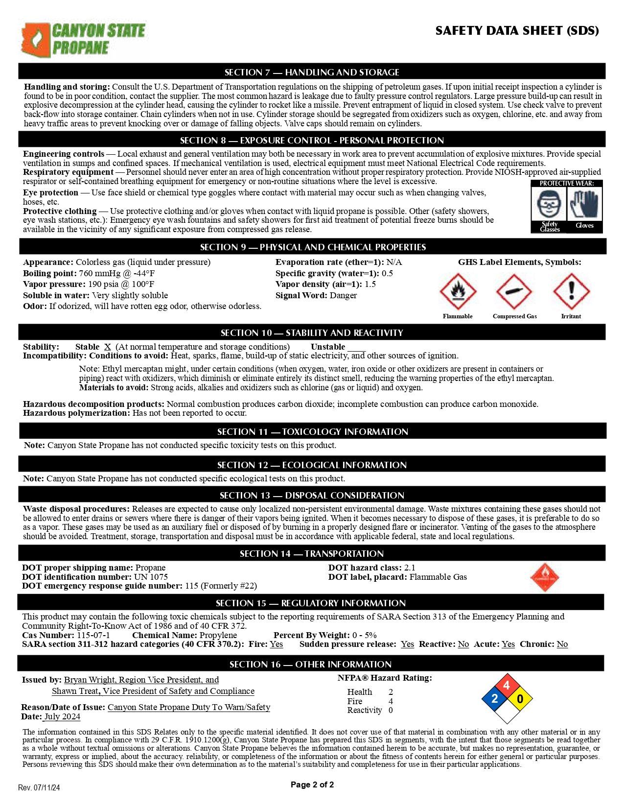 Safety Data Sheet page 2