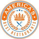 America's Best Restaurants logo: orange and blue circular emblem with crown, utensils, and laurel.