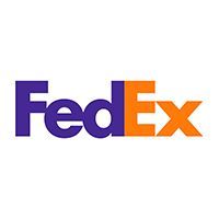 FedEx logo in purple and orange text