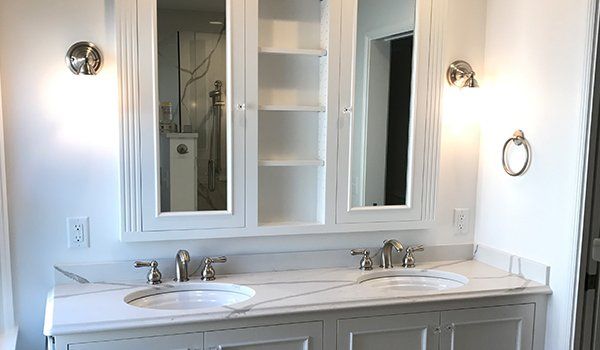 White bathroom cabinets