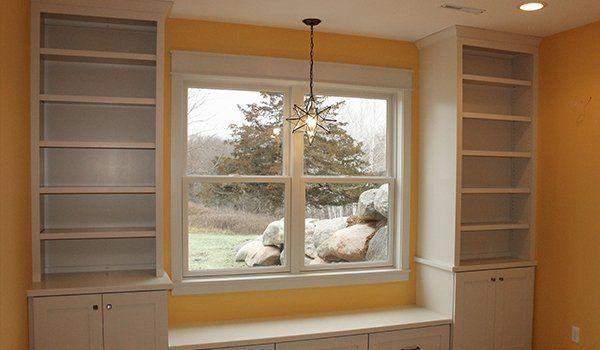 Custom cabinet near window