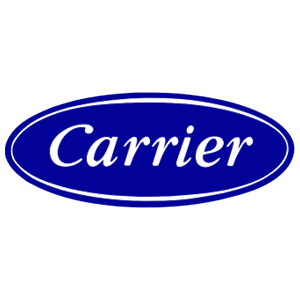 Carrier logo in white text on a blue oval background