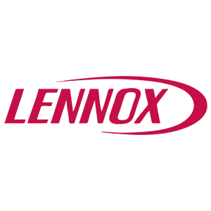 Lennox logo in red italic text with a red swoosh on a white background