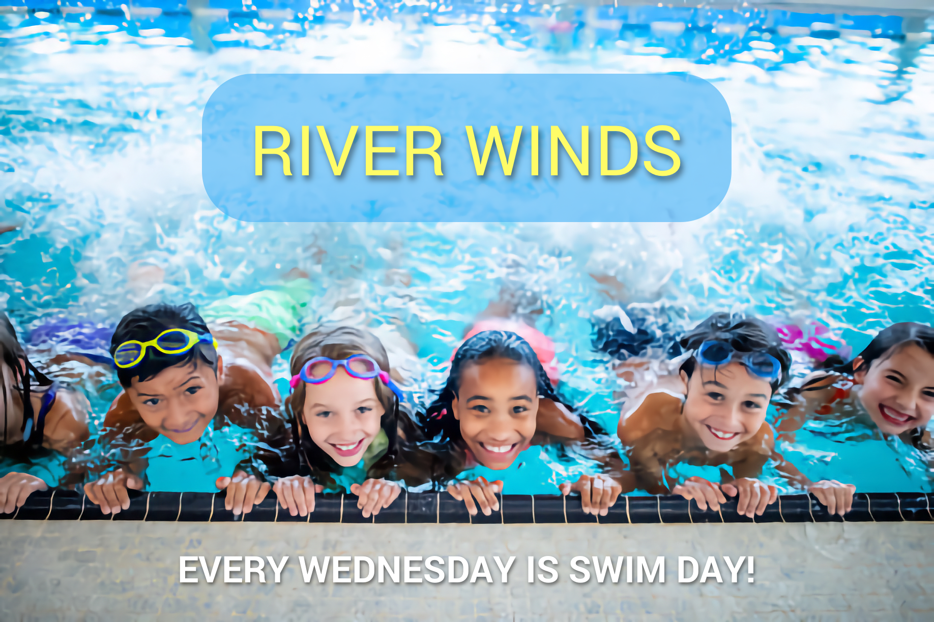 A group of children are swimming in a pool.