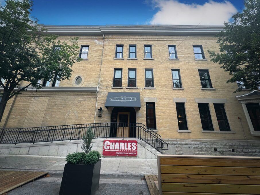 A building with a sign that says charles on it