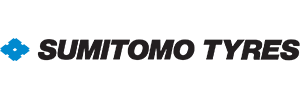 Sumitomo Tyres logo with blue emblem and black text on a white background