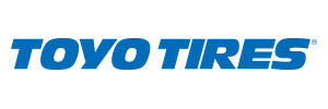 TOYO TIRES logo in blue italic text on a white background