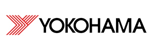 YOKOHAMA logo in black text with a red striped emblem on a white background