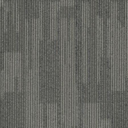 A close up of a gray carpet with a striped pattern.