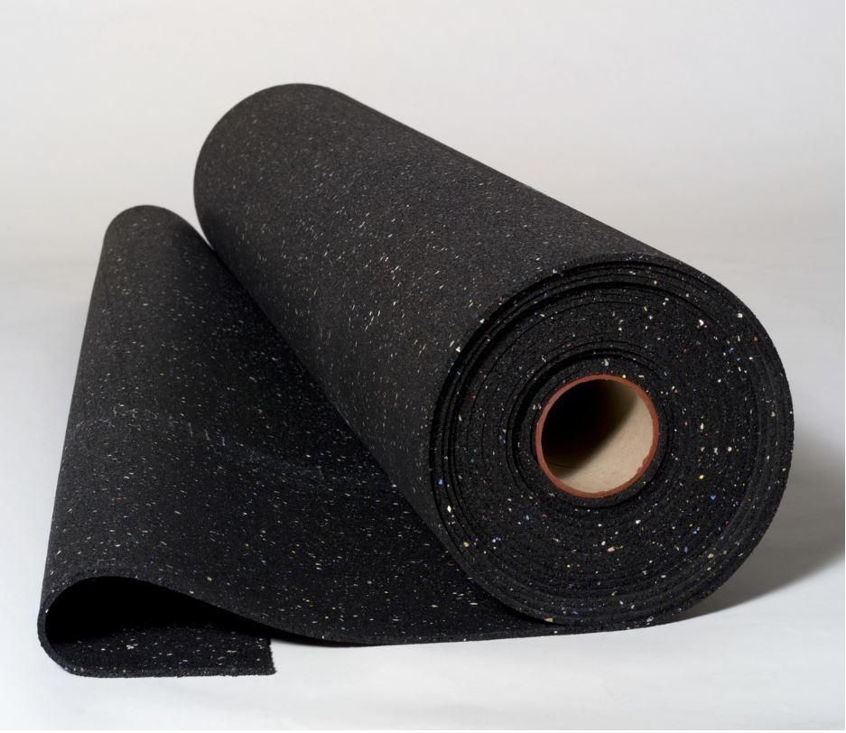 A roll of black rubber mat with a hole in the middle