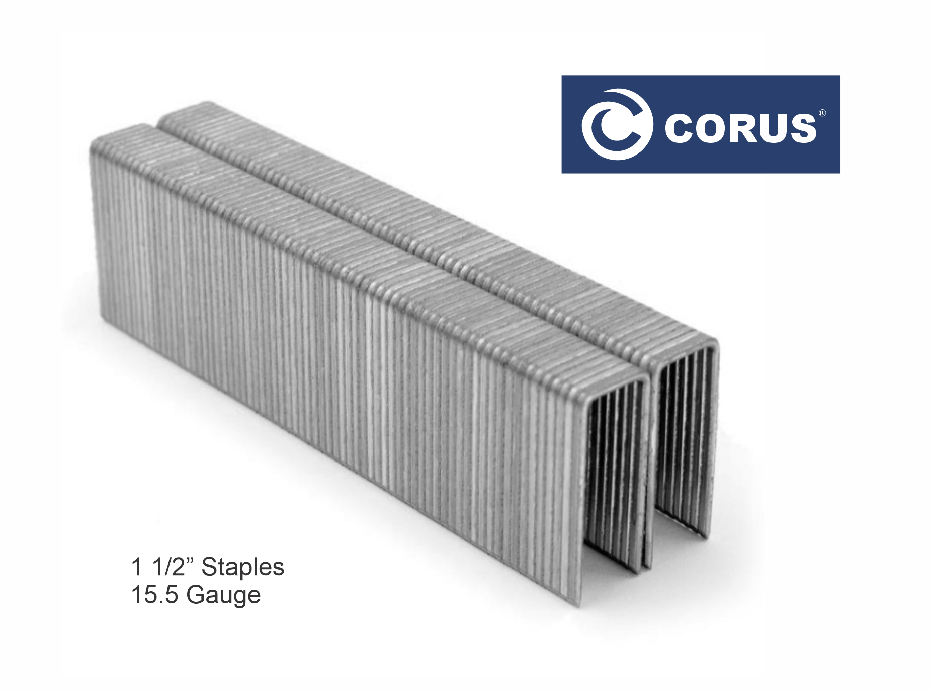 A pair of CORUS 1 1/2 staples 15.5 gauge