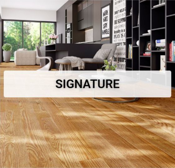 A picture of a living room with a word that says Signature