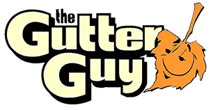 The Gutter Guy logo with a smiling orange cartoon figure and bold black and yellow text