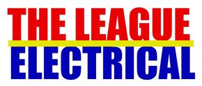 The League Electrical logo in red and blue text with a yellow horizontal bar
