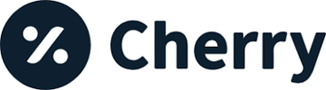 Cherry logo with a white percent sign in a dark blue circle and the word “Cherry” in dark blue