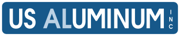 US Aluminum Inc. logo in blue and white with a metallic arc above the text