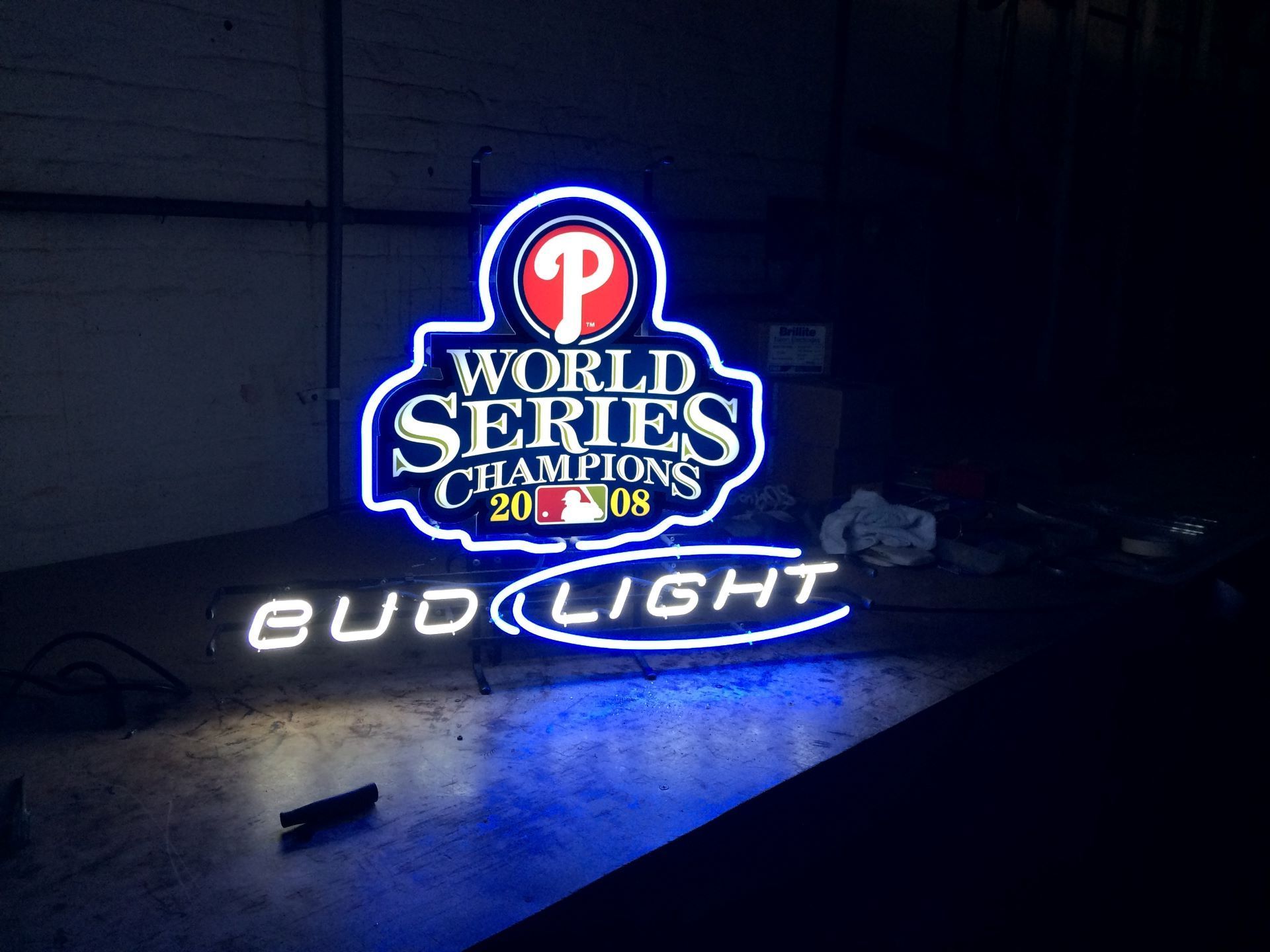 A bud light sign that says world series champions