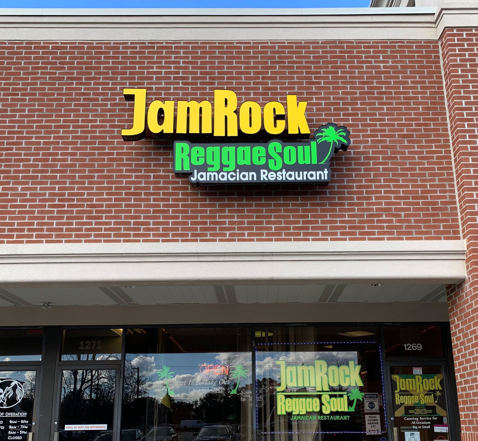 A channel letter sign that says JamRock