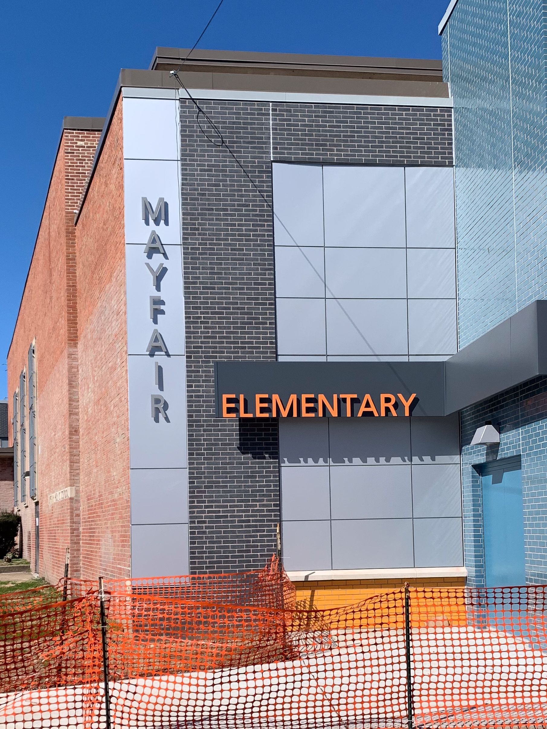 A dimensional letter that says Mayfair Elementary