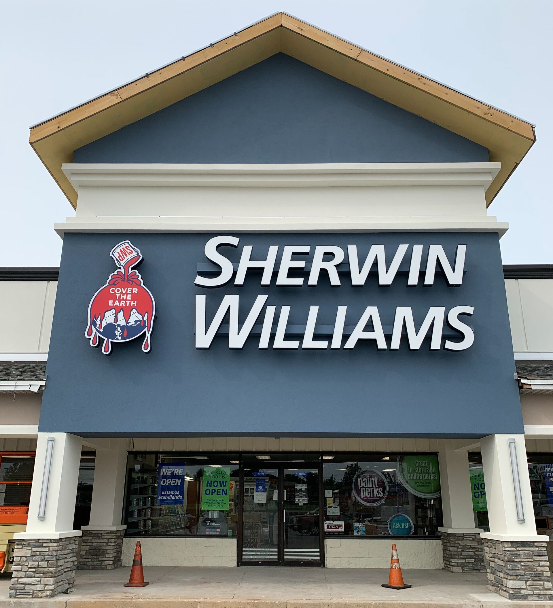 A sign that says Sherwin Williams.