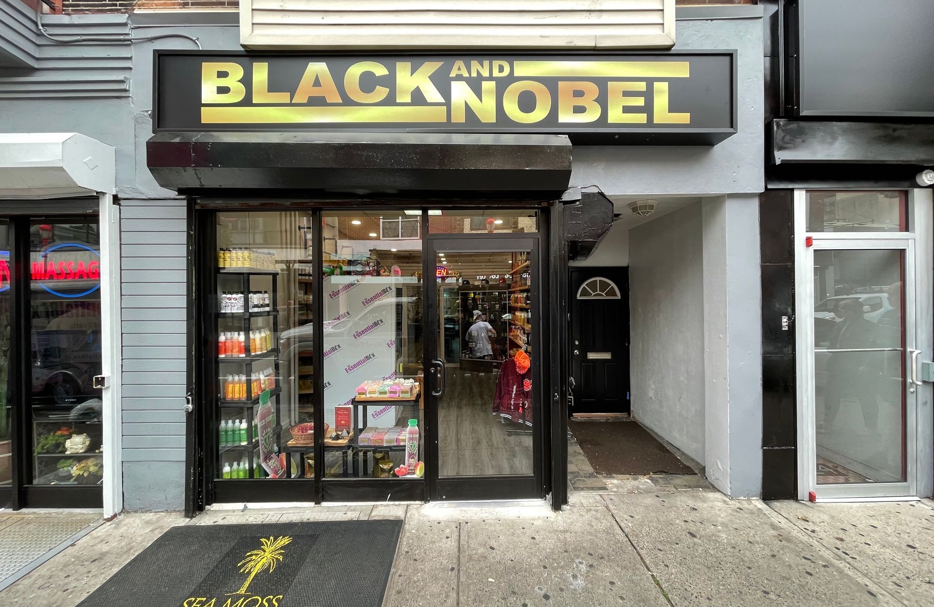 The front of a store called black and nobel