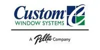 Custom Window Systems logo with blue and green text and a Pella Company.