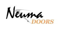 Neuma Doors logo in black and gold text on a white background.